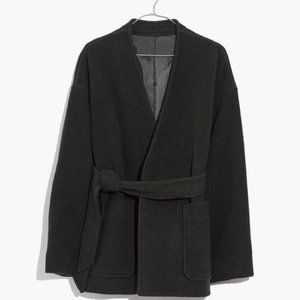 Madewell Green Wool Belted Wrap Coat